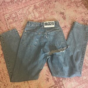 Ragged priest jeans- slim leg- cut out just under booty. Size 24.